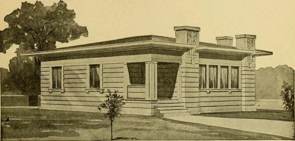 An illustration from Radford's artistic bungalows : unique collection of 208 designs, best modern ideas in bungalow architecture., 1908, leaf 214