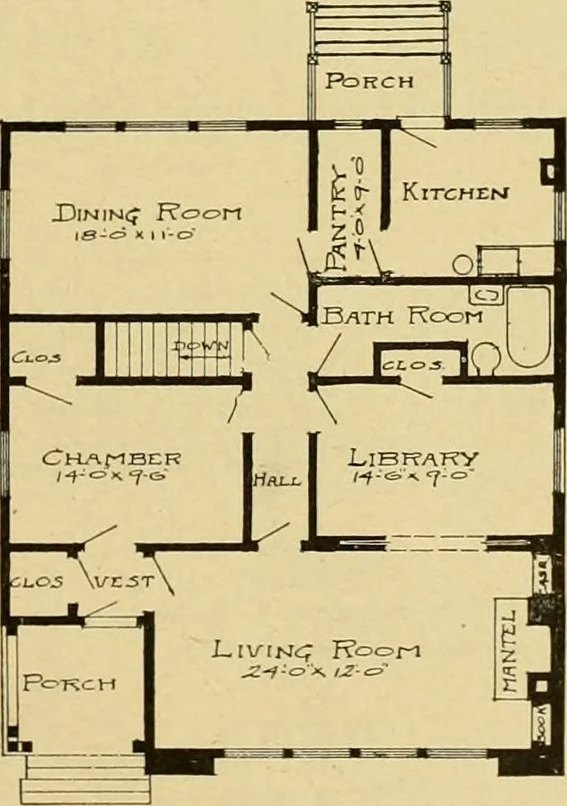An illustration from Radford's artistic bungalows : unique collection of 208 designs, best modern ideas in bungalow architecture., 1908, leaf 214
