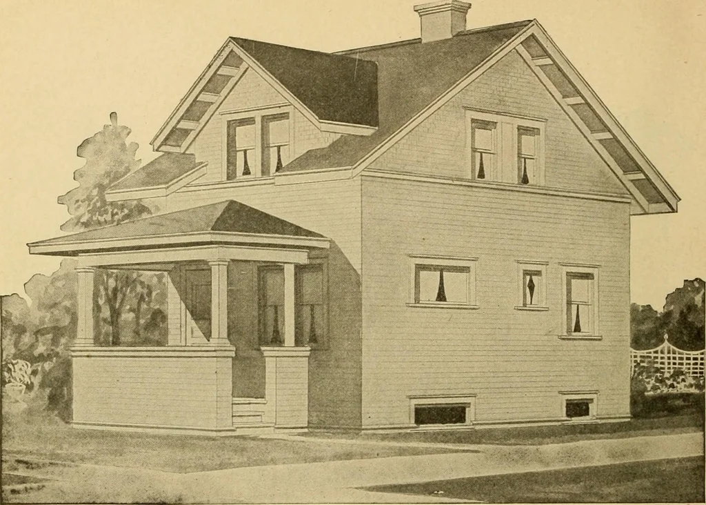An illustration from Radford's artistic bungalows : unique collection of 208 designs, best modern ideas in bungalow architecture., 1908, leaf 215