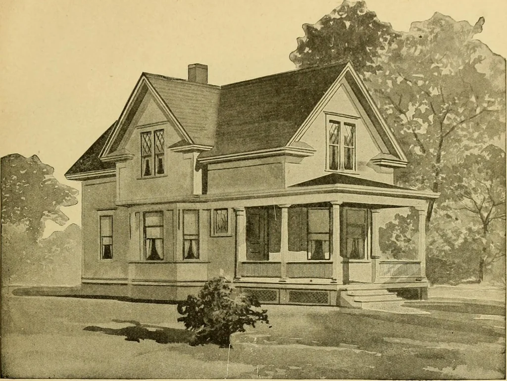 An illustration from Radford's artistic bungalows : unique collection of 208 designs, best modern ideas in bungalow architecture., 1908, leaf 216