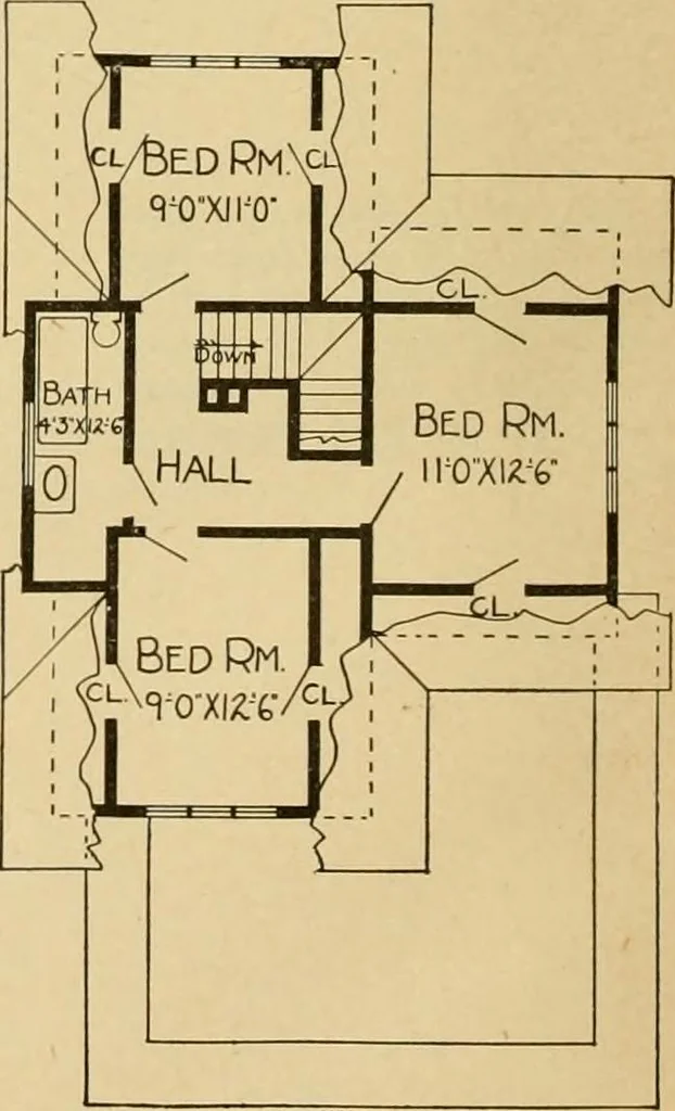 An illustration from Radford's artistic bungalows : unique collection of 208 designs, best modern ideas in bungalow architecture., 1908, leaf 219