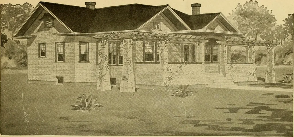 An illustration from Radford's artistic bungalows : unique collection of 208 designs, best modern ideas in bungalow architecture., 1908, leaf 22