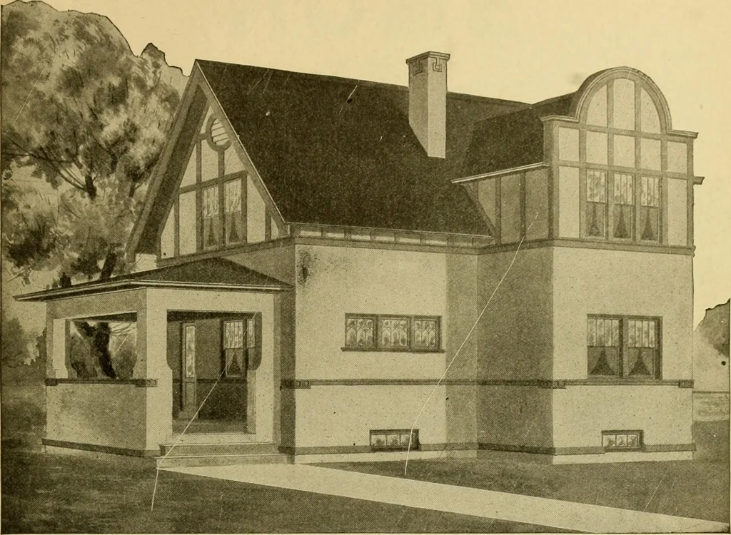 An illustration from Radford's artistic bungalows : unique collection of 208 designs, best modern ideas in bungalow architecture., 1908, leaf 220