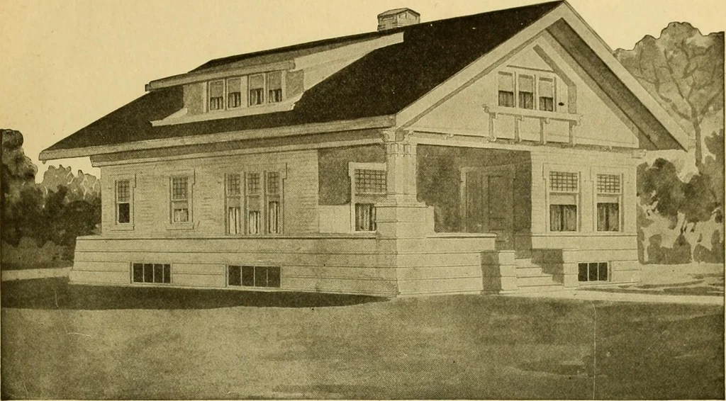 An illustration from Radford's artistic bungalows : unique collection of 208 designs, best modern ideas in bungalow architecture., 1908, leaf 24