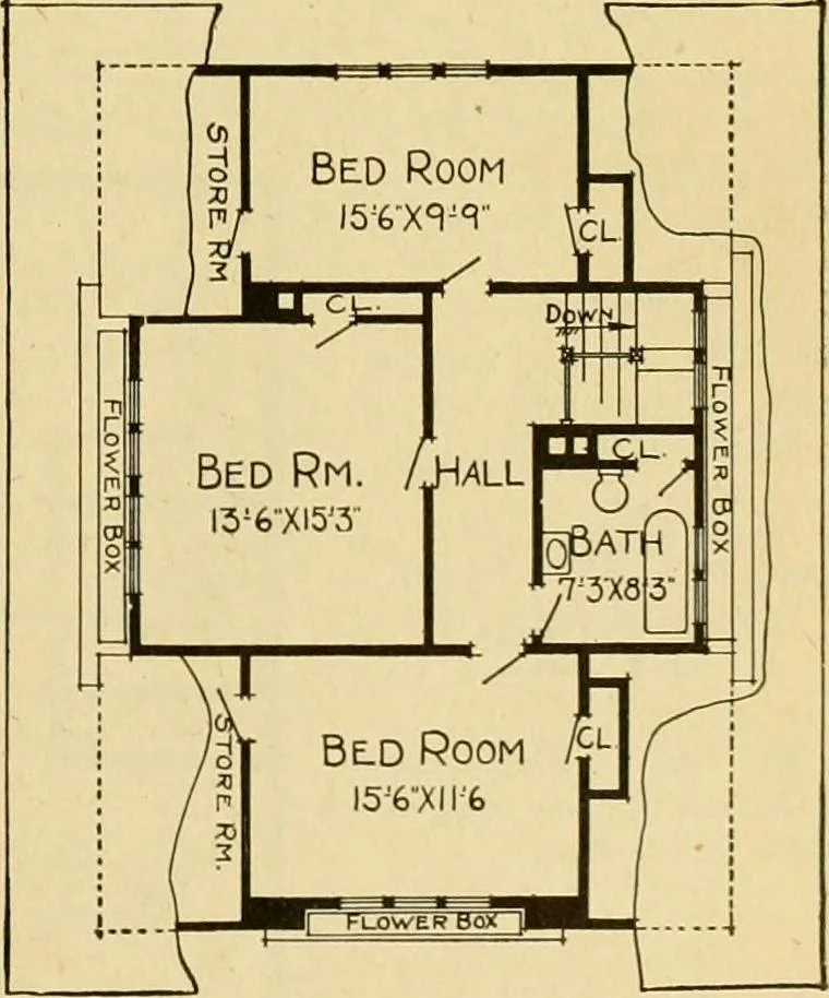 An illustration from Radford's artistic bungalows : unique collection of 208 designs, best modern ideas in bungalow architecture., 1908, leaf 24