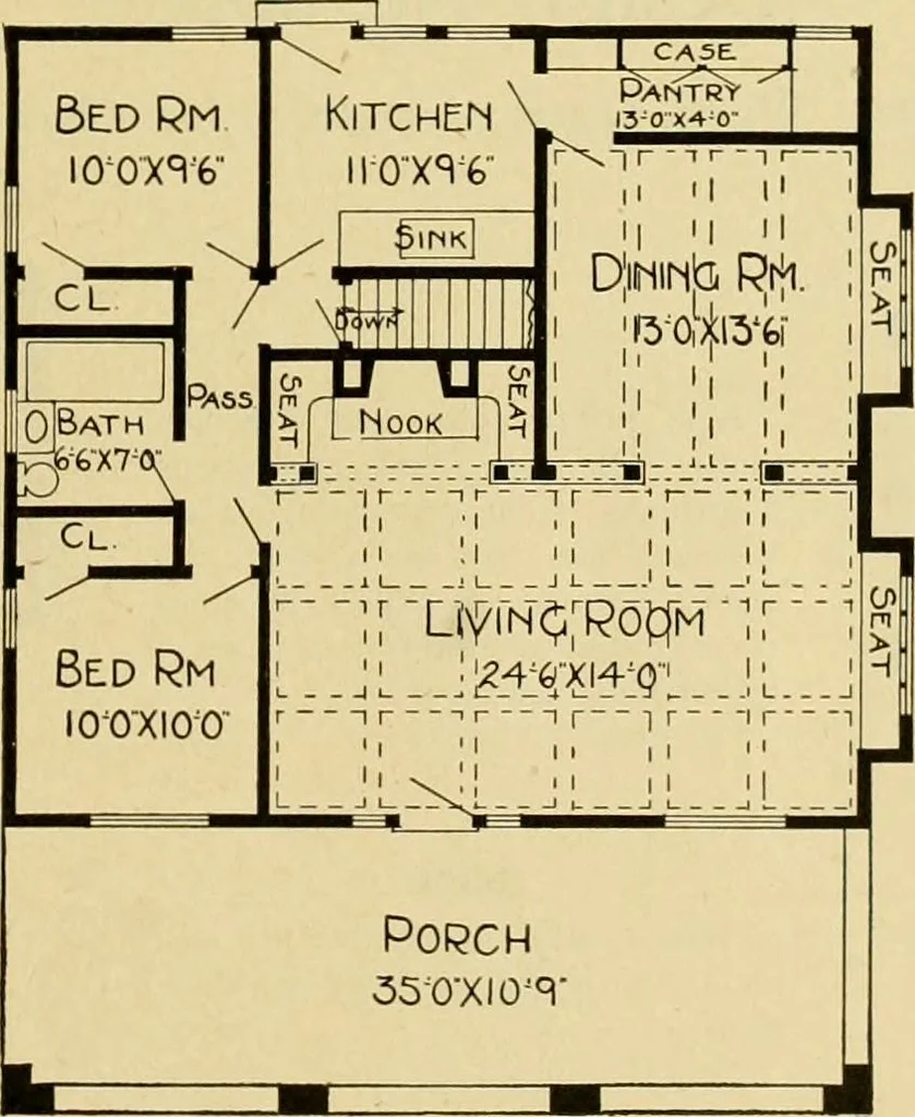 An illustration from Radford's artistic bungalows : unique collection of 208 designs, best modern ideas in bungalow architecture., 1908, leaf 26