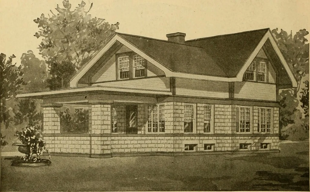 An illustration from Radford's artistic bungalows : unique collection of 208 designs, best modern ideas in bungalow architecture., 1908, leaf 27