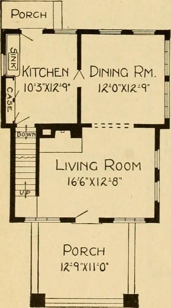 An illustration from Radford's artistic bungalows : unique collection of 208 designs, best modern ideas in bungalow architecture., 1908, leaf 27