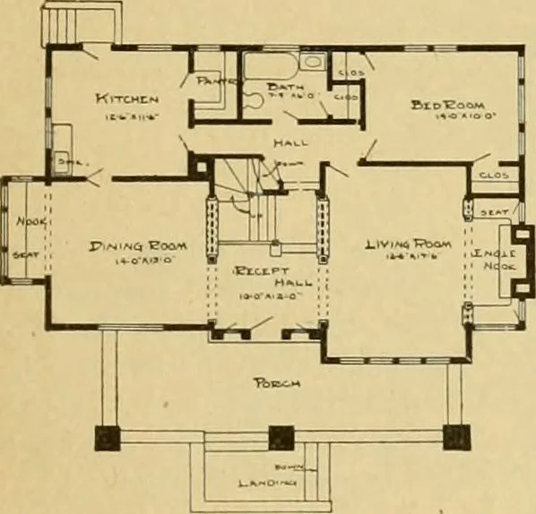 An illustration from Radford's artistic bungalows : unique collection of 208 designs, best modern ideas in bungalow architecture., 1908, leaf 28
