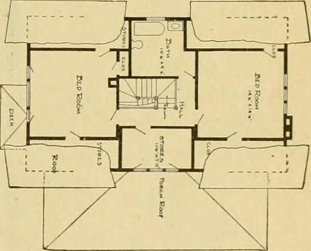 An illustration from Radford's artistic bungalows : unique collection of 208 designs, best modern ideas in bungalow architecture., 1908, leaf 28