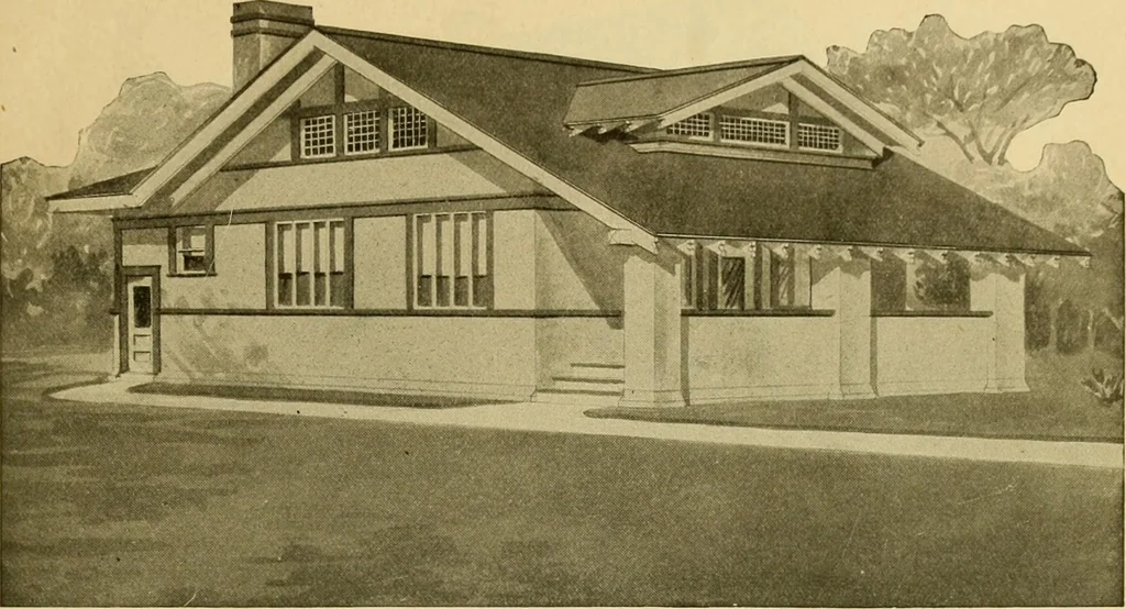 An illustration from Radford's artistic bungalows : unique collection of 208 designs, best modern ideas in bungalow architecture., 1908, leaf 30
