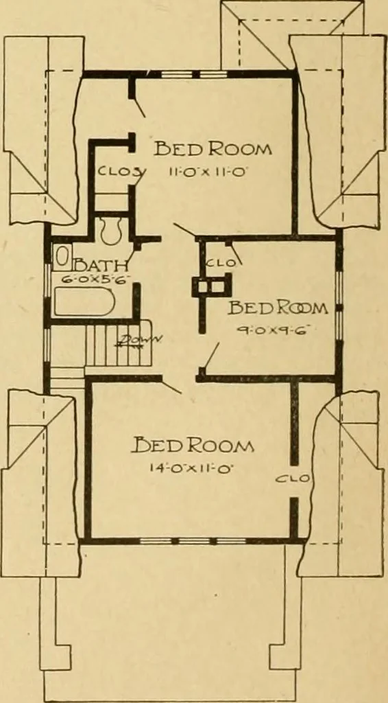 An illustration from Radford's artistic bungalows : unique collection of 208 designs, best modern ideas in bungalow architecture., 1908, leaf 31