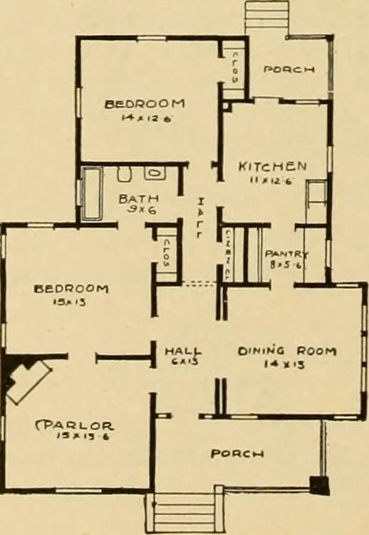 An illustration from Radford's artistic bungalows : unique collection of 208 designs, best modern ideas in bungalow architecture., 1908, leaf 33