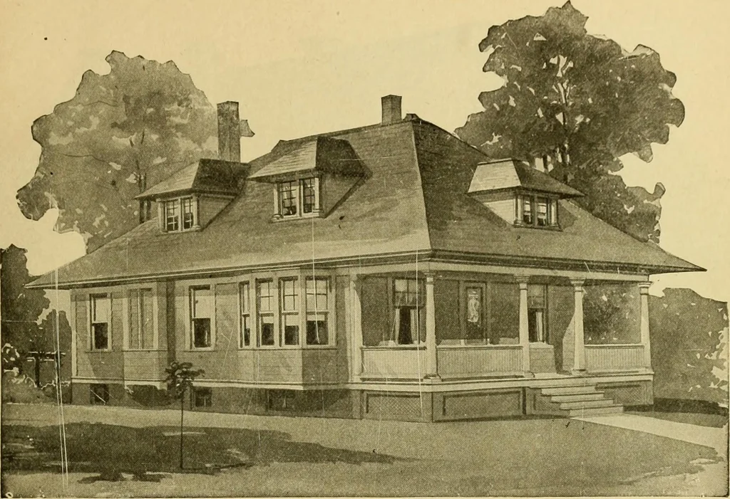 An illustration from Radford's artistic bungalows : unique collection of 208 designs, best modern ideas in bungalow architecture., 1908, leaf 34