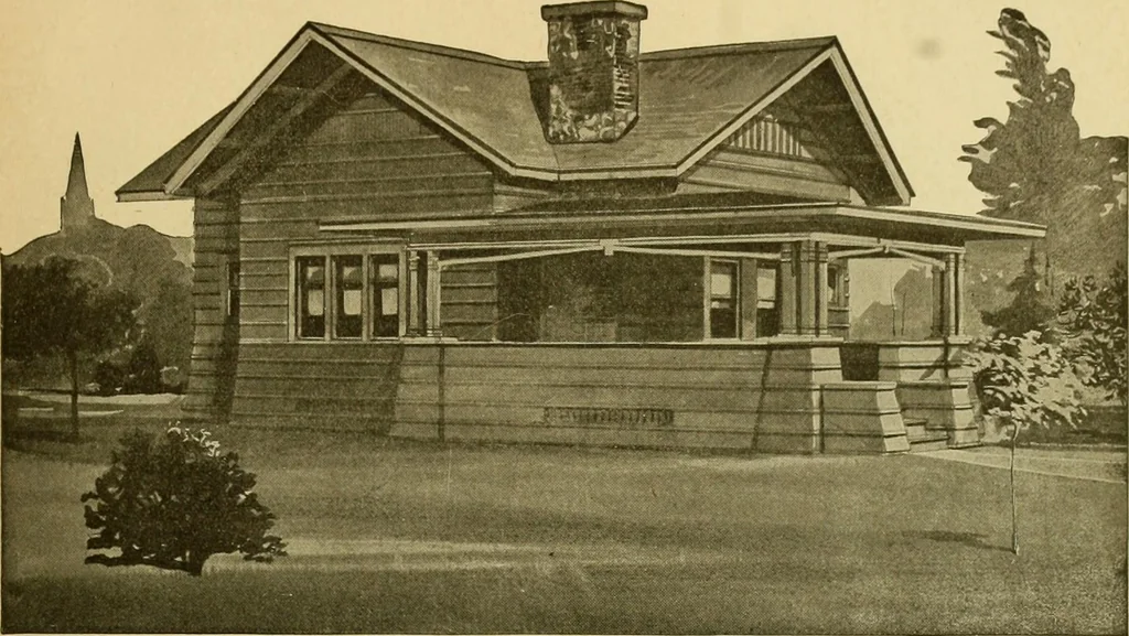 An illustration from Radford's artistic bungalows : unique collection of 208 designs, best modern ideas in bungalow architecture., 1908, leaf 38