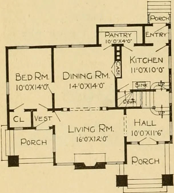 An illustration from Radford's artistic bungalows : unique collection of 208 designs, best modern ideas in bungalow architecture., 1908, leaf 39