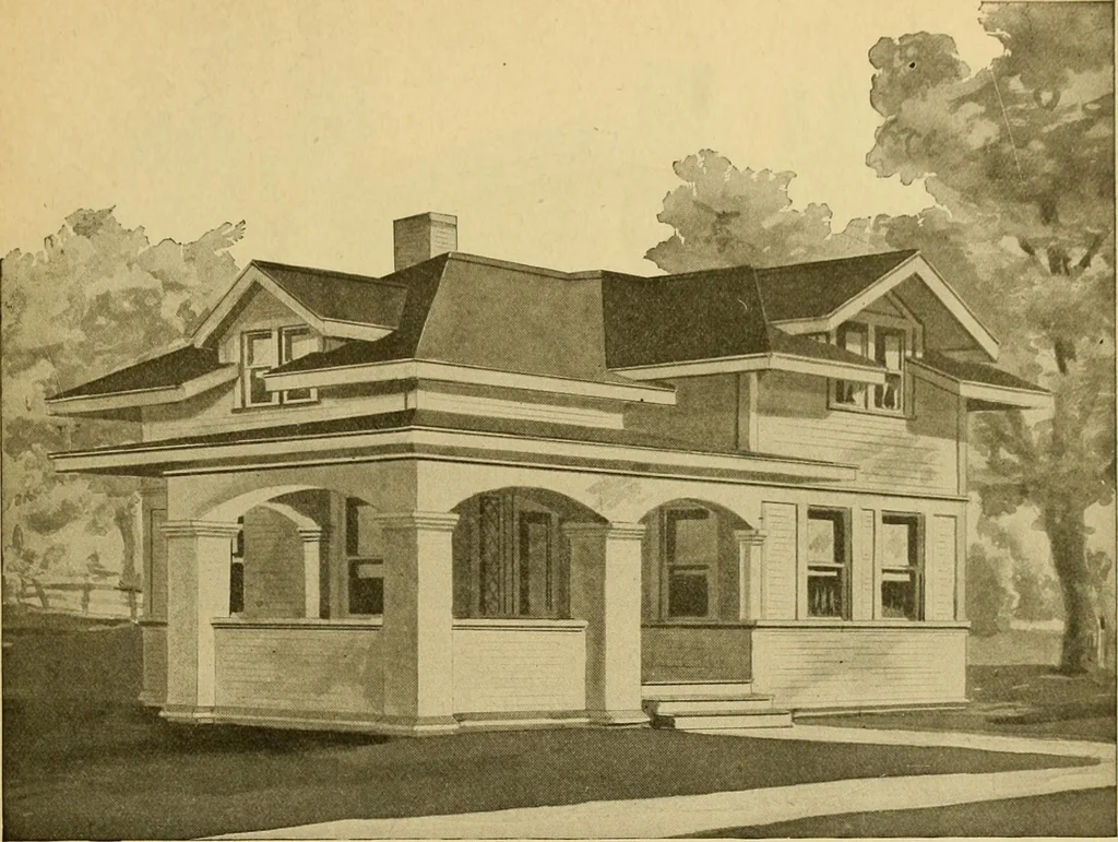 An illustration from Radford's artistic bungalows : unique collection of 208 designs, best modern ideas in bungalow architecture., 1908, leaf 40