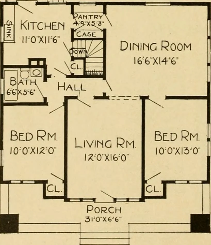 An illustration from Radford's artistic bungalows : unique collection of 208 designs, best modern ideas in bungalow architecture., 1908, leaf 41