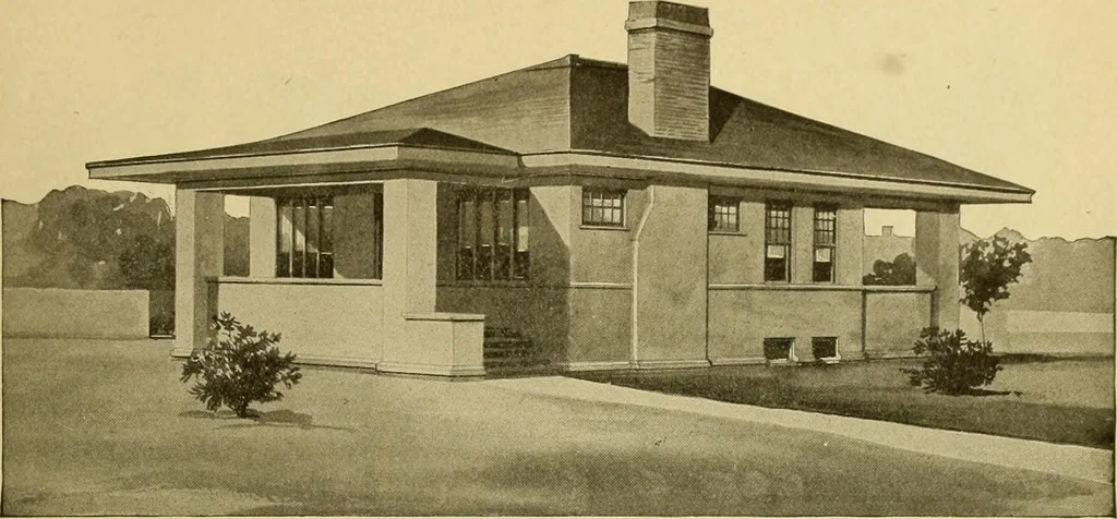 An illustration from Radford's artistic bungalows : unique collection of 208 designs, best modern ideas in bungalow architecture., 1908, leaf 42
