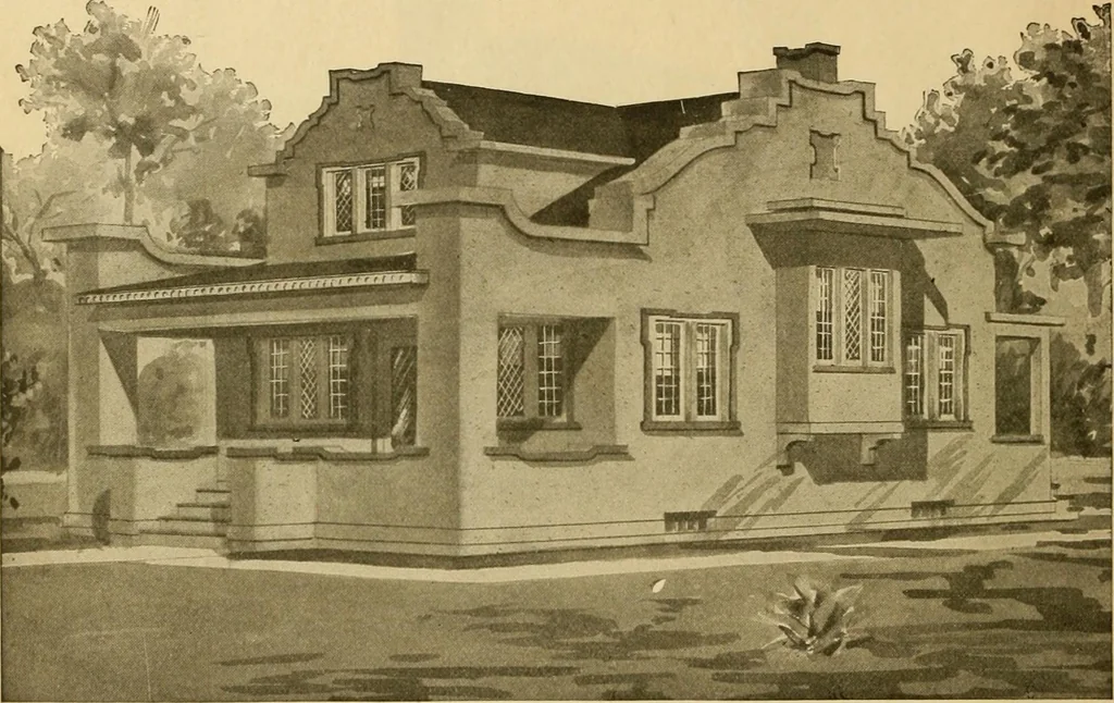 An illustration from Radford's artistic bungalows : unique collection of 208 designs, best modern ideas in bungalow architecture., 1908, leaf 43