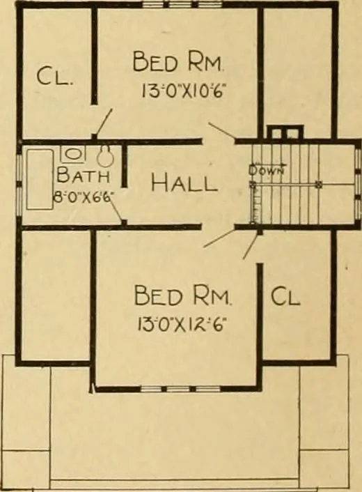 An illustration from Radford's artistic bungalows : unique collection of 208 designs, best modern ideas in bungalow architecture., 1908, leaf 43