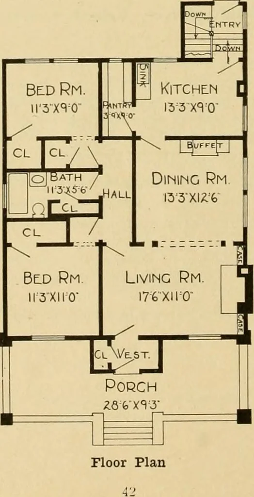 An illustration from Radford's artistic bungalows : unique collection of 208 designs, best modern ideas in bungalow architecture., 1908, leaf 45
