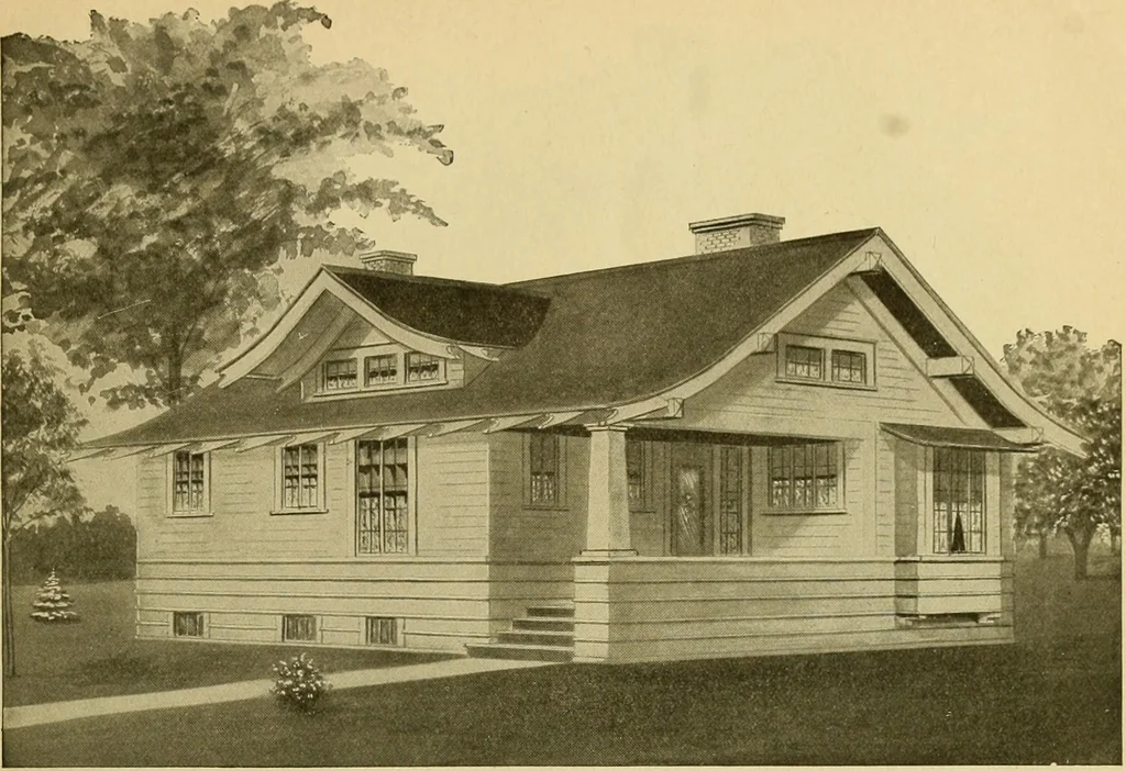 An illustration from Radford's artistic bungalows : unique collection of 208 designs, best modern ideas in bungalow architecture., 1908, leaf 46