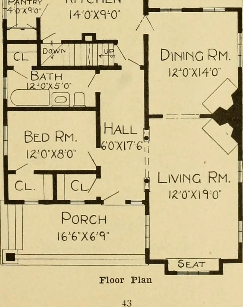 An illustration from Radford's artistic bungalows : unique collection of 208 designs, best modern ideas in bungalow architecture., 1908, leaf 46