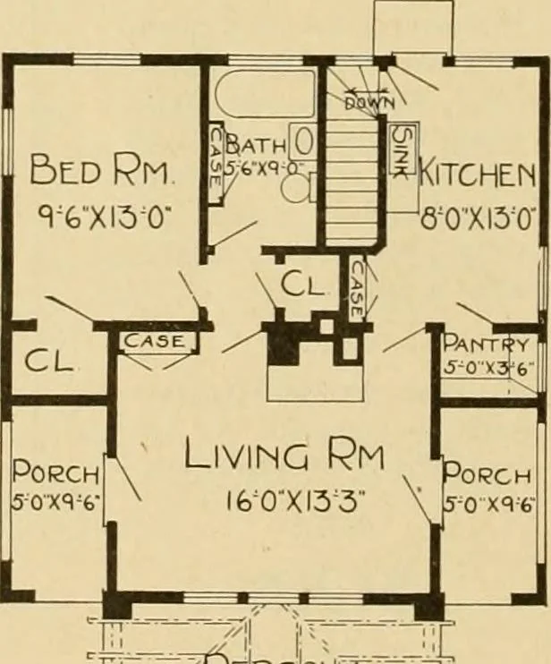 An illustration from Radford's artistic bungalows : unique collection of 208 designs, best modern ideas in bungalow architecture., 1908, leaf 49
