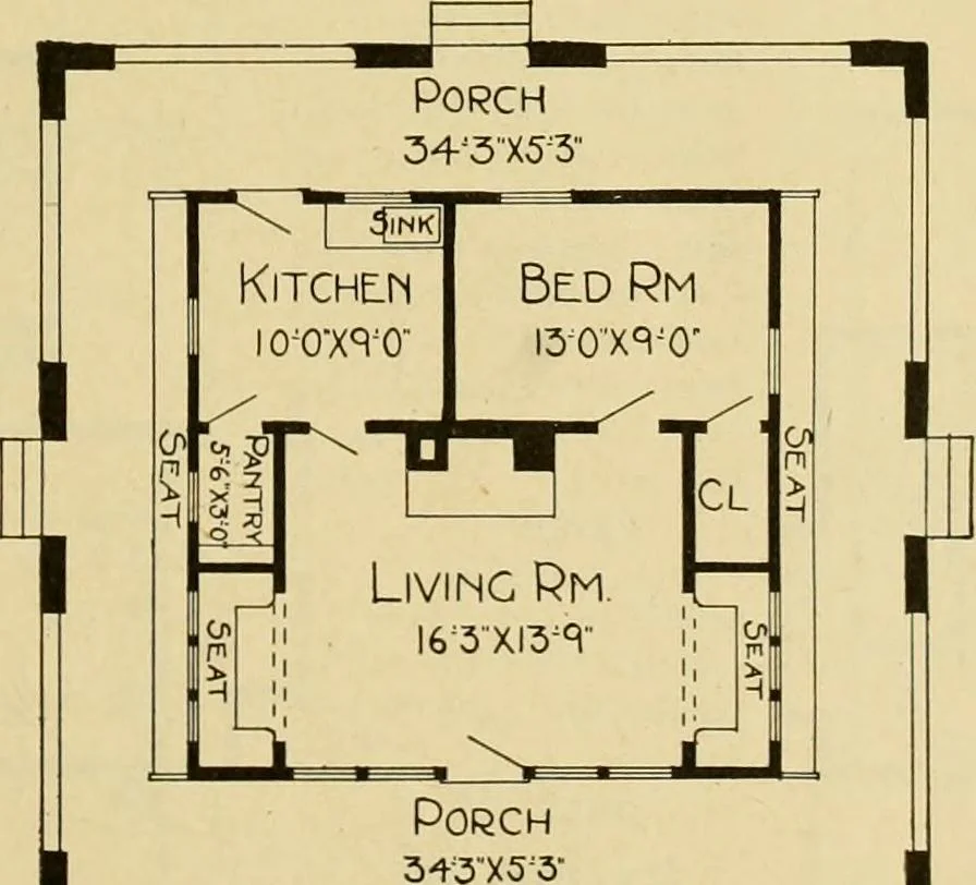 An illustration from Radford's artistic bungalows : unique collection of 208 designs, best modern ideas in bungalow architecture., 1908, leaf 50