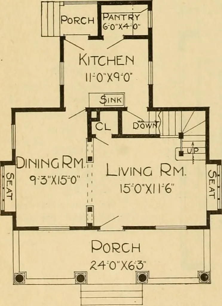 An illustration from Radford's artistic bungalows : unique collection of 208 designs, best modern ideas in bungalow architecture., 1908, leaf 51