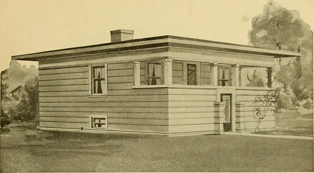 An illustration from Radford's artistic bungalows : unique collection of 208 designs, best modern ideas in bungalow architecture., 1908, leaf 54