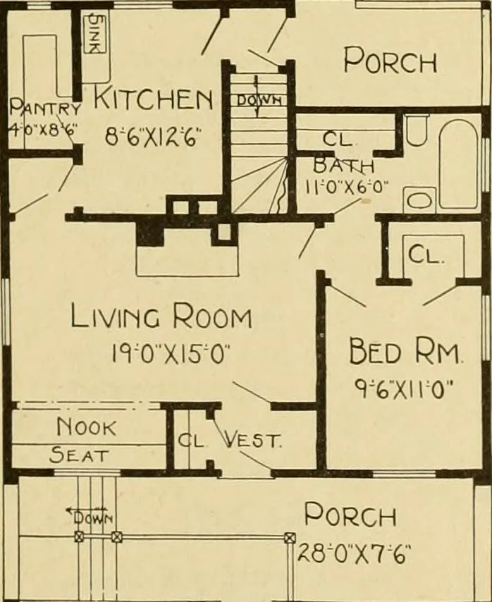 An illustration from Radford's artistic bungalows : unique collection of 208 designs, best modern ideas in bungalow architecture., 1908, leaf 54