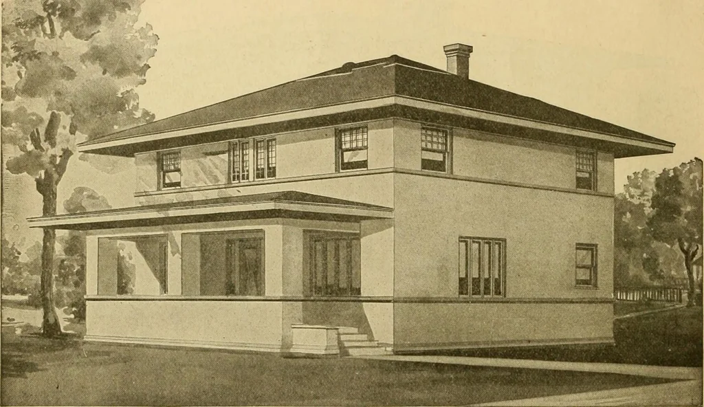 An illustration from Radford's artistic bungalows : unique collection of 208 designs, best modern ideas in bungalow architecture., 1908, leaf 55