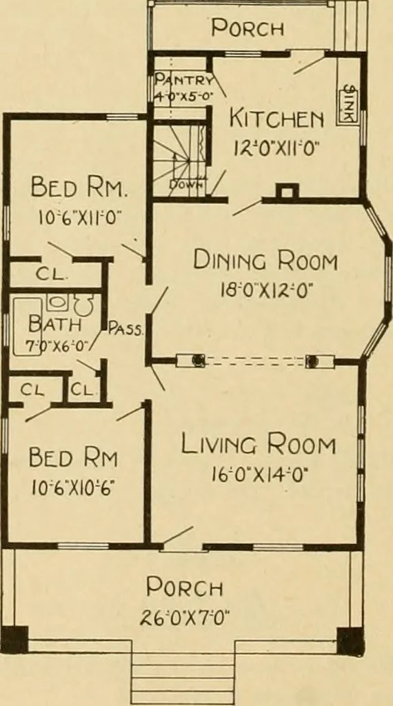 An illustration from Radford's artistic bungalows : unique collection of 208 designs, best modern ideas in bungalow architecture., 1908, leaf 57