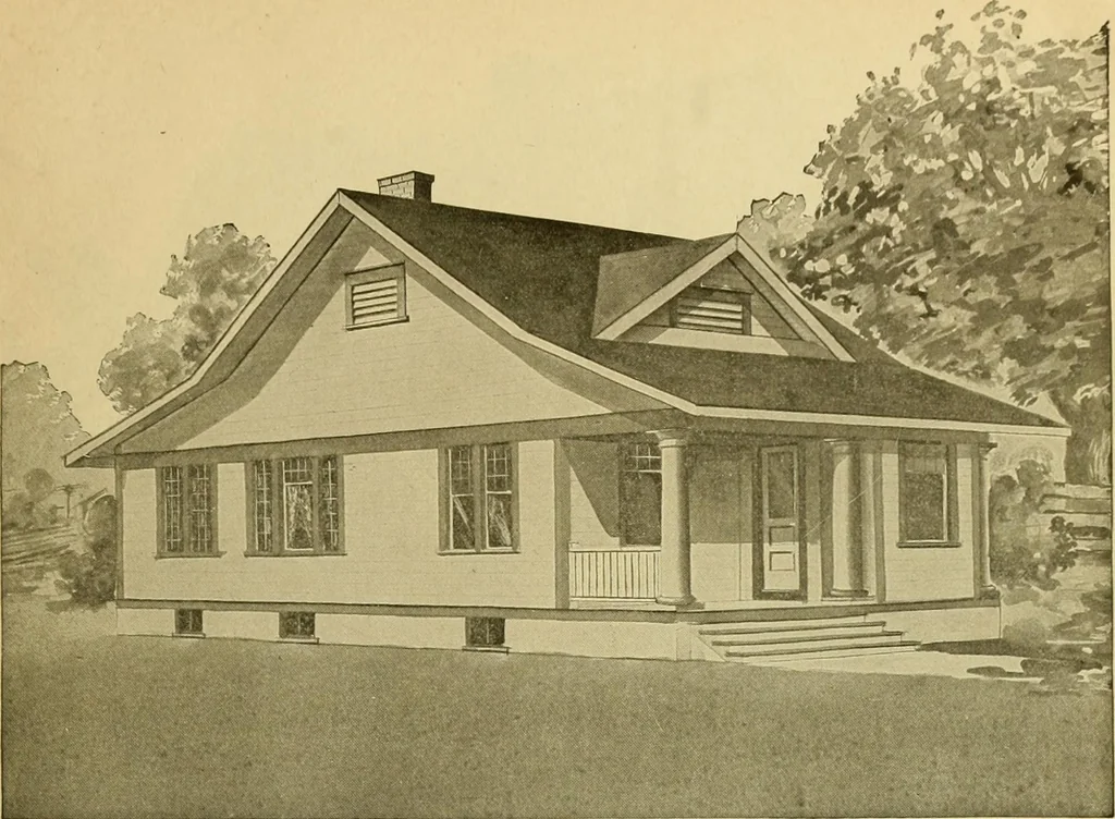 An illustration from Radford's artistic bungalows : unique collection of 208 designs, best modern ideas in bungalow architecture., 1908, leaf 58
