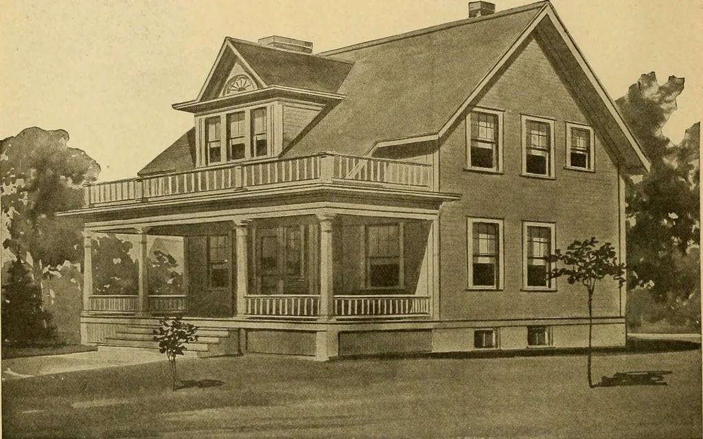 An illustration from Radford's artistic bungalows : unique collection of 208 designs, best modern ideas in bungalow architecture., 1908, leaf 59