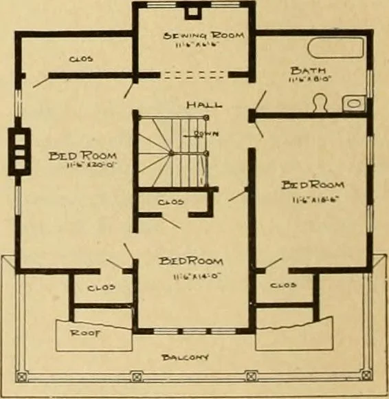 An illustration from Radford's artistic bungalows : unique collection of 208 designs, best modern ideas in bungalow architecture., 1908, leaf 59