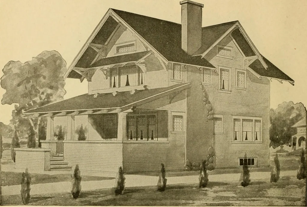 An illustration from Radford's artistic bungalows : unique collection of 208 designs, best modern ideas in bungalow architecture., 1908, leaf 61
