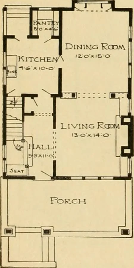An illustration from Radford's artistic bungalows : unique collection of 208 designs, best modern ideas in bungalow architecture., 1908, leaf 61