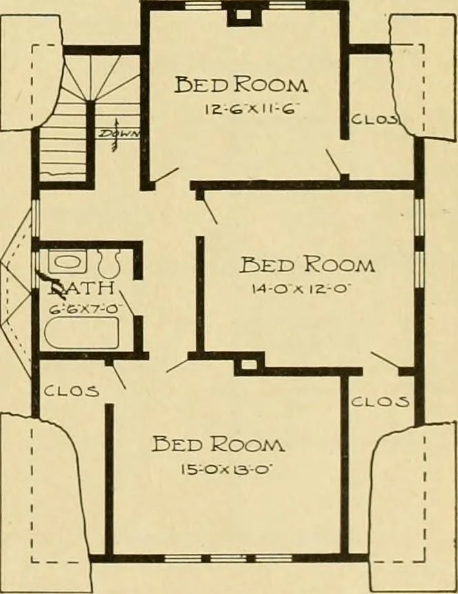 An illustration from Radford's artistic bungalows : unique collection of 208 designs, best modern ideas in bungalow architecture., 1908, leaf 62