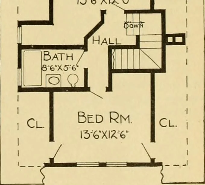 An illustration from Radford's artistic bungalows : unique collection of 208 designs, best modern ideas in bungalow architecture., 1908, leaf 64