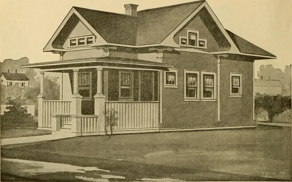 An illustration from Radford's artistic bungalows : unique collection of 208 designs, best modern ideas in bungalow architecture., 1908, leaf 65