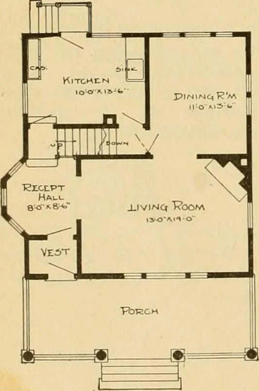 An illustration from Radford's artistic bungalows : unique collection of 208 designs, best modern ideas in bungalow architecture., 1908, leaf 67
