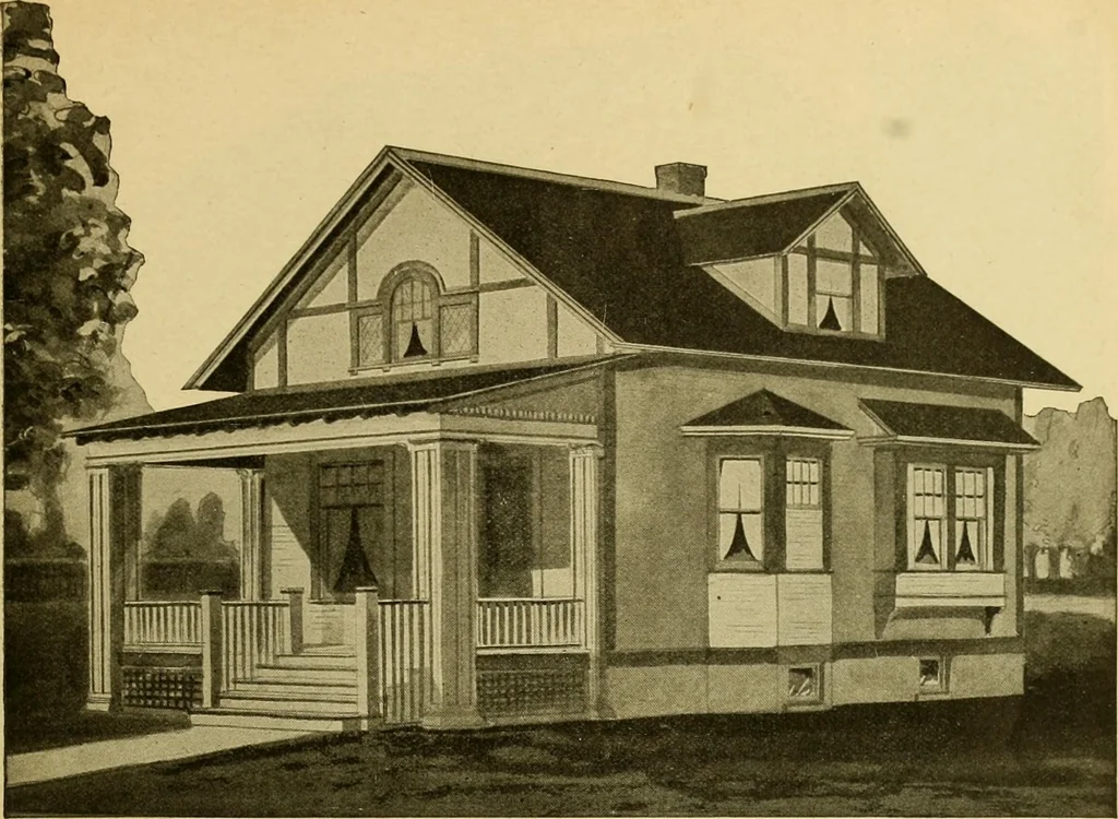 An illustration from Radford's artistic bungalows : unique collection of 208 designs, best modern ideas in bungalow architecture., 1908, leaf 68