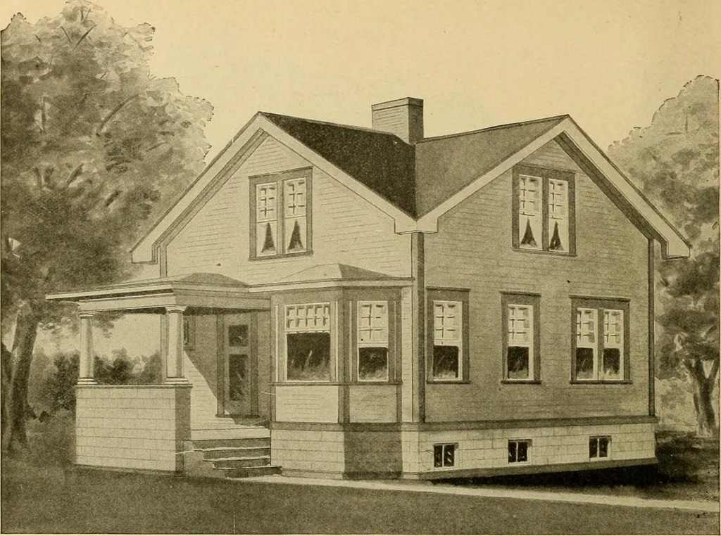 An illustration from Radford's artistic bungalows : unique collection of 208 designs, best modern ideas in bungalow architecture., 1908, leaf 69