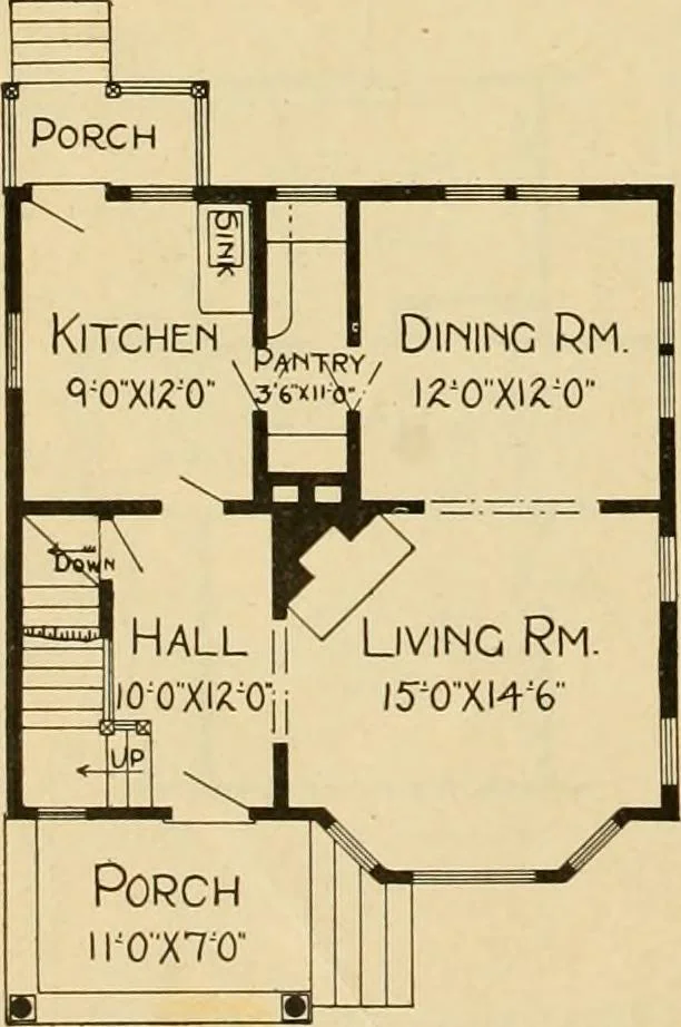 An illustration from Radford's artistic bungalows : unique collection of 208 designs, best modern ideas in bungalow architecture., 1908, leaf 69