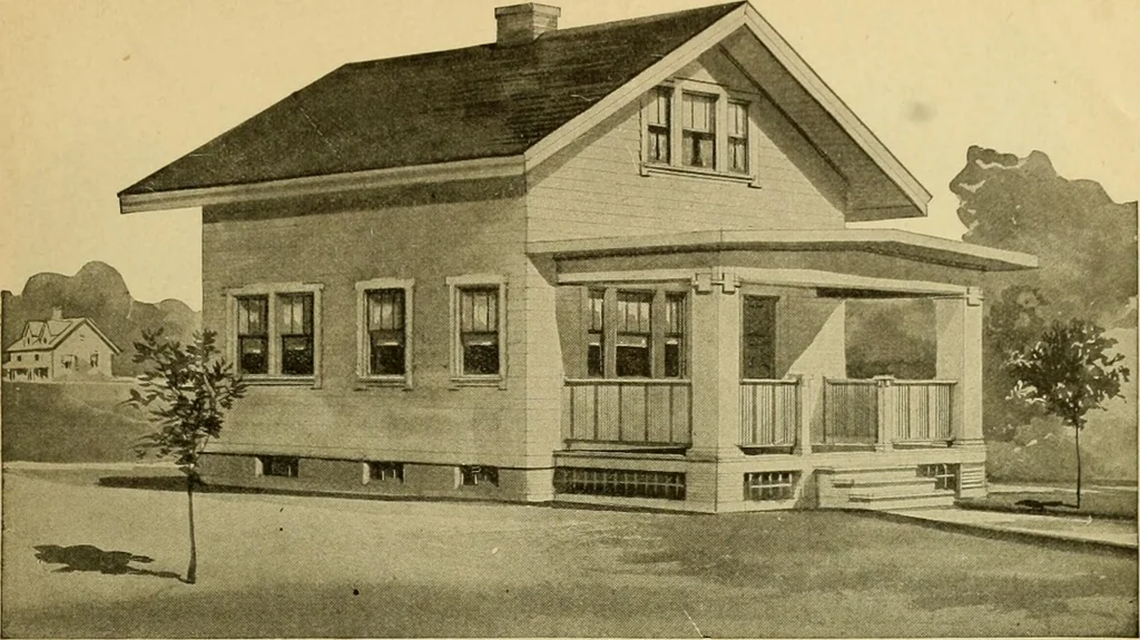 An illustration from Radford's artistic bungalows : unique collection of 208 designs, best modern ideas in bungalow architecture., 1908, leaf 70