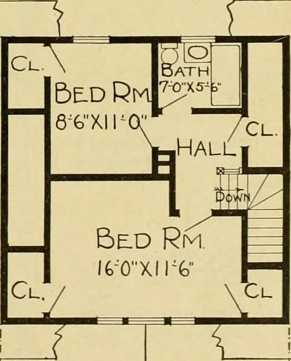 An illustration from Radford's artistic bungalows : unique collection of 208 designs, best modern ideas in bungalow architecture., 1908, leaf 70