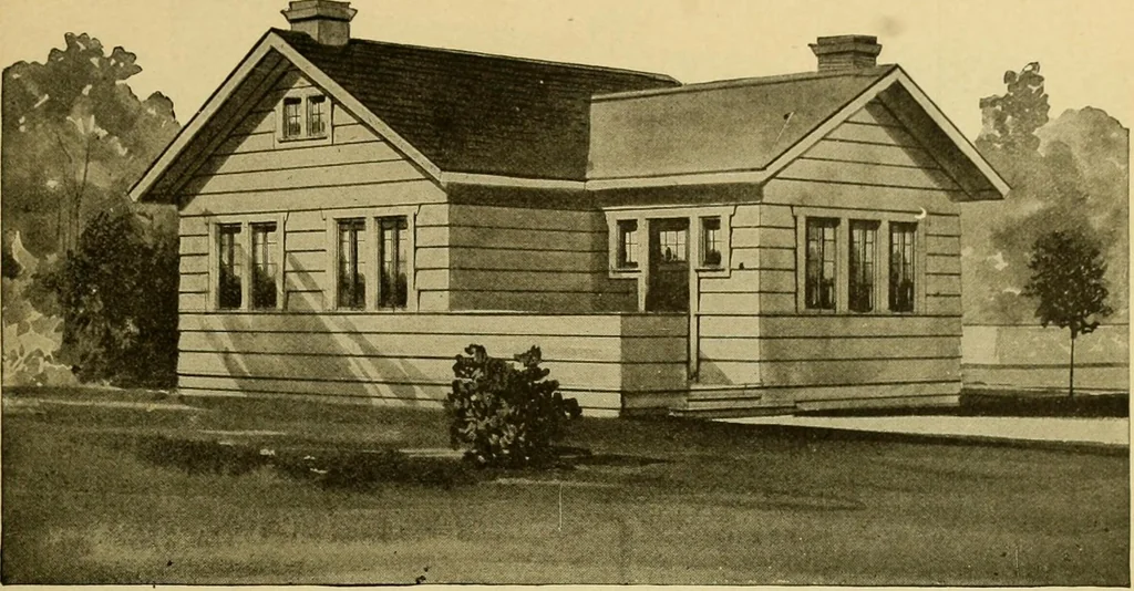 An illustration from Radford's artistic bungalows : unique collection of 208 designs, best modern ideas in bungalow architecture., 1908, leaf 72